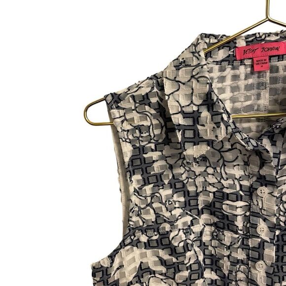 Betsey Johnson Sleeveless Button Down Fit & Flare Dress Navy White Size 4 - Picture 4 of 9